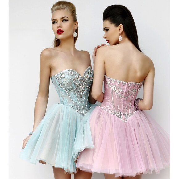 Luxury Designer Corset Crystals Runway Party Prom Cocktail Barbie Glamour Dress - Picture 3 of 6